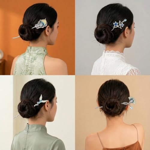 Image of MAYCREATE Chinese Hair Sticks Floral Tassel Hairpins Vintage Style