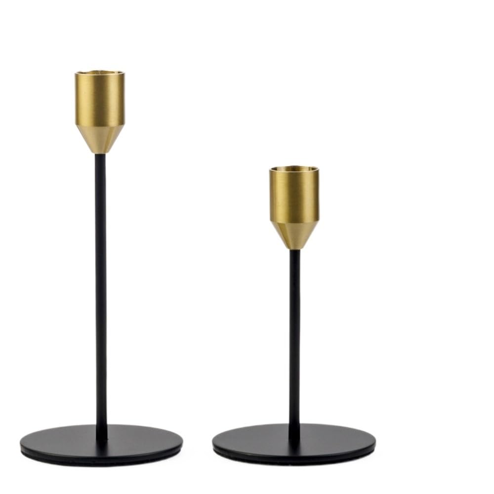 Kerzenständer 2er-Set, 3-teilig, galvanisiert, vergoldet, konischer Kerzenständer, Kerzenständer für Tischdekoration, Kerzenständer (E*3) ()