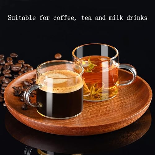 Image of Liang baobao Espresso Cups Set of 8, Espresso Shot Glasses Mugs Small Tea Cups 4.5oz, Clear Glass with Handles for Cappuccino Coffee Tea