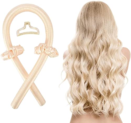 Women Heatless Rollers Hair Curlers for Long Hair，Heatless Curls, No Heat Curling Rod Headband Silk Curls Headband,DIY Hair Tools (Yellow)