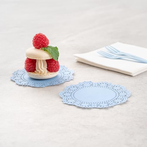 Napperons jetables bleu ciel de 10 cm pour éviter les taches sur vos présentoirs