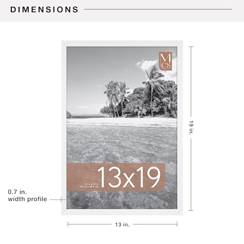 Image of MCS Foundation 13x19 Poster Frame Traditional White, Vertical & Horizontal Wall Hanging Large Picture Frame for Photos, Posters & Art Prints (1-Pack)