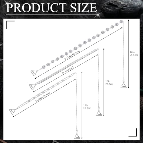 3 Pairs Rhinestone Bra Straps Decorative Removable and Adjustable Wedding Bra Strap for Women Bridal Dress, 3 Styles2