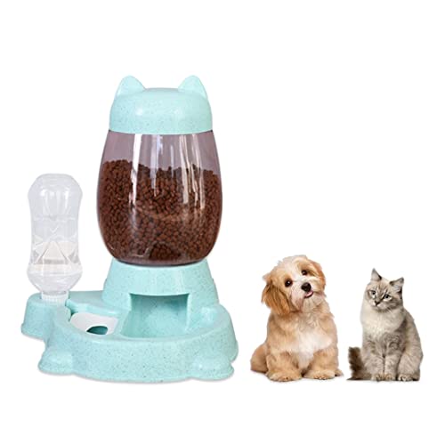 RMY Dispensador automático de Alimentos y Agua para Mascotas de tamaño pequeño y Mediano (Azul) Idea de Regalo