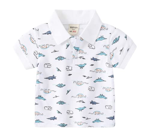 Infant Baby Boys Cute Lapel Polo Shirt Summer Casual Soft Short Sleeve Button Blouse Tops for Toddlers (White,110/3-4 Y,Unisex,Big Kid,US,Age,3 Years,4 Years)