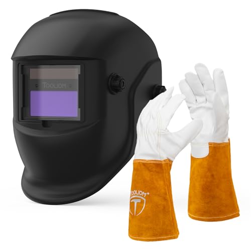 Casco de soldar autoajustable TOOLIOM con guantes medianos miniatura 1