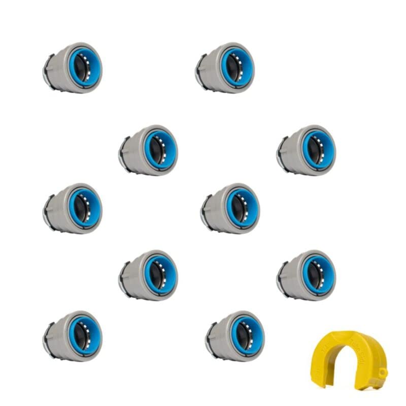 Quick fitting 3/4 inch Junction Box Connector | Push Install PVC Electrical Conduit | for Rigid SCH 40 and SCH 80 PVC Conduit | 10-Pack Liquid Tight Conduit Box Connectors