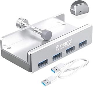 ORICO USB 3.0 Hub Clamp Adapter, Aluminum 4-Port USB Splitter with Extra Power Supply Port and 4.92 FT USB Data Cable, Ultra-Portable USB Expander for 2021 iMac /Laptop/PC