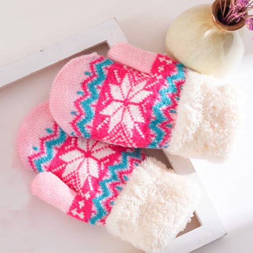 UTOWO Kids Double Layer Boy Stretch Knitted Mittens Girl Warm Knit Mittens Winter Outdoor Gloves for 3-7Y4