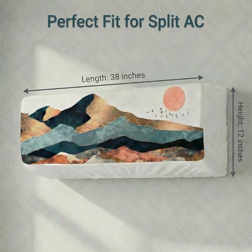 Image of Split AC Cover 1 ton, 1.5 ton to 2 Ton |Designer Digital Print Indoor AC Dust Cover | Stretchable Lycra Fabric | 38x12x9 Inch | Washable Polyester AC Indoor Unit Cover | Dust Dirt Resistant
