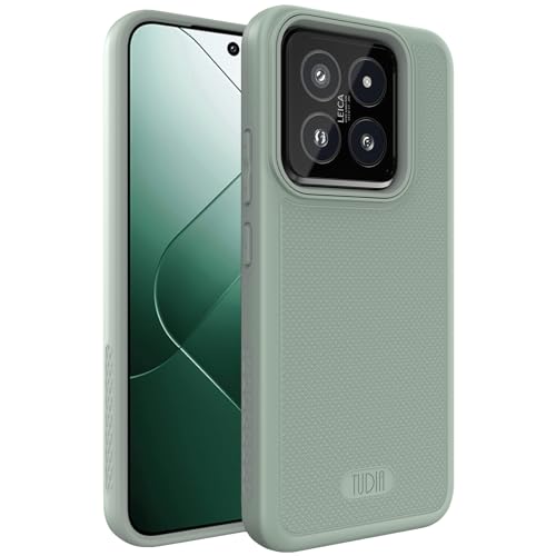 Image of TUDIA DualShield Grip Designed for Xiaomi 14 5G Back Cover (2024), [MergeGrip] Military Grade Dual Layer Shockproof Slim Tough Heavy Duty Protection - Green Lily