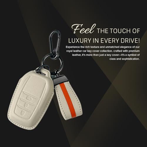 Image of keyzone Royal Leather Key Cover for Toyota Fortuner, Legender, Innova HyCross, Land Cruiser, 3-Button Smart Key