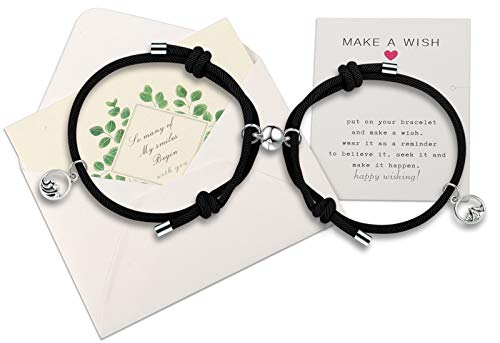 Couples Bracelets Gifts Matching Magnetic Mutual Attraction Relationship Bracelets for Couples Boyfriend Girlfriend Him Her BFF Best Friends(Black)