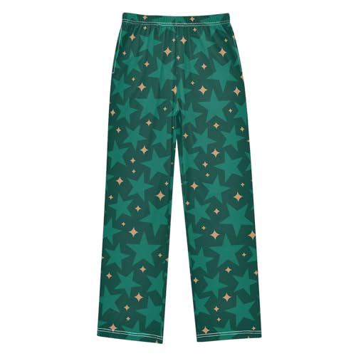 ZZKKO Christmas Green Stars Boys Pants for Kids Jogger Pants with Pockets S-XL