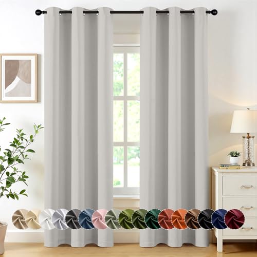 Image of MIULEE Blackout Curtains for Bedroom Living Room 2 Panels, Thermal Insulated Room Darkening Drapes Grommet Noise Reducing Light Blocking Window Treatments 72 Inches Long 40x72 Inch Natural White