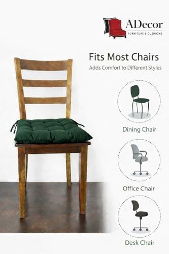 Image of A Decor Soft Cotton Chair Cushion Pad 40x40x4 cm| Comfortable Pad for Dining, Office & Study Chairs Pack of 1| (Dark Green)