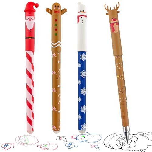 wokdsbl 2025 Weihnachtsstifte Set, 4PCS Radierbare Gelstifte für...