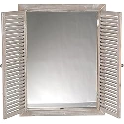 Persianas Vintage ATMOSPHERA CREATEUR D'INTERIEUR Espejo con persianas - Madera - Efecto Blanqueado 50 x 65 cm