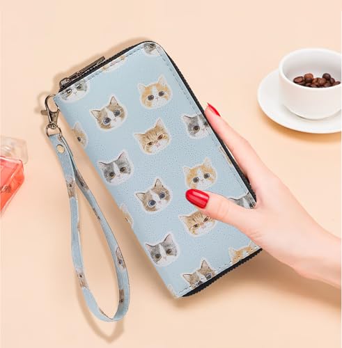 Leopard Cow Print Wallet For Women Skull Goth Frog Ladies Cluth Wristlet Wrist strap Long Purse Zip Around Card Holder2