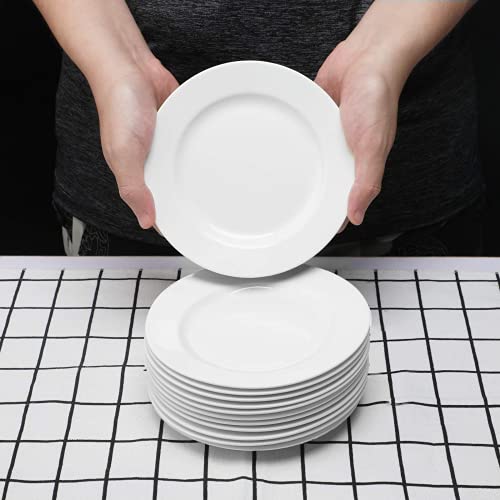 Amhomel 12-Piece Porcelain Dessert Plates, Small White Plates For Appetizer, Cake And Sauce, Round Dinnerware Saucer Sets, Scratch Resistant, Lead-Free, Microwave, Oven, And Dishwasher Safe (6-Inch) #TOP6