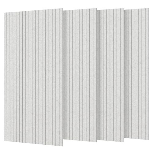 Rdutuok 4 Stücke Akustikplatten,120x60x0.9 cm Kante Hochdichte Akustik Panel Schallschutzpaneele Schallabsorber Schallschutz für Tonstudio, Büro,Studio und Wanddekoration,Silbergrau