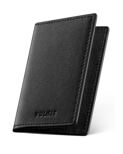 Image of VULKIT Leather Business Card Holder 2 Sided Slim Business Name Card Organizer for Men or Women (Nappa Black)