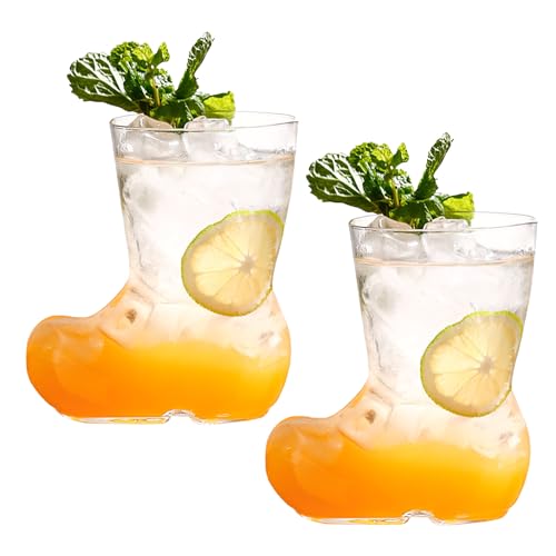 LSFYYDS 2 Pcs Creative Boots Glass Cup Cute Cocktail Glass Creative Martini Glasses Drinks Cup for Juice Champagne Tequila Cocktail Wine Martini