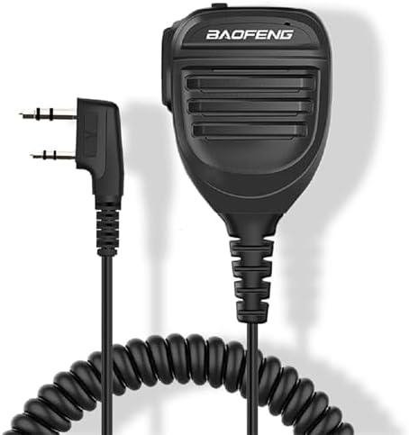 BAOFENG Radio Speaker Microphone IP54 Waterproof 2-pin K Type for GMRS GM-5RH Radio Dual PTT Handheld Remote Shoulder Speaker Mic (Black)