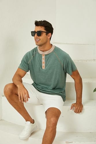 Mens Henley Shirts Short Sleeve Casual Button T-Shirts Basic Cotton Tee Shirts Summer Lightweight Tee Tops4