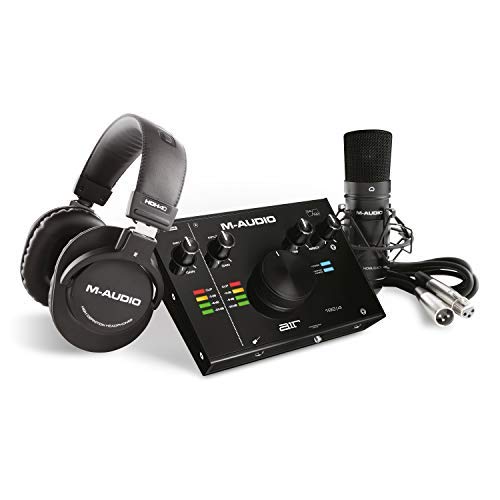 M-Audio AIR 192|4 Vocal Studio Pro - Paquete de grabación completo, Interfaz de audio USB 24/192, micrófono de condensador, soporte amortiguado, cable XLR, auriculares y paquete software profesional