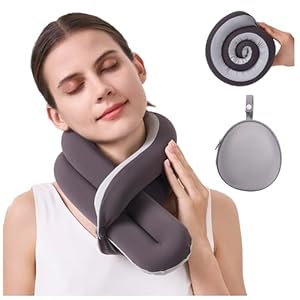 KPNEOL Travel Pillow Neck Pillow Ergonomic Memory Foam Pillow for Airplane Adjustable Ultra Lightweight with Dual Sided Fabric for Flight Car and Office Use Grey