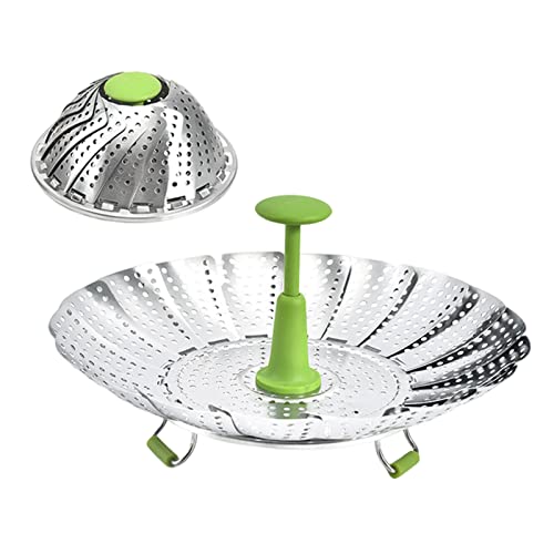 Stainless Steel Expandable Steamer Basket, Adjustable Folding Insert with Handle, Fits Pots from 5.51