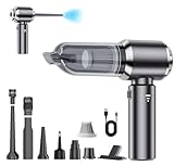 Seyicot Mini Vacuum, 4 in 1 Handheld Vacuum Cleaner, 21KPa Brushless Vacuum and Air Duster High Power Portable Cordless with LED Power Display for Car Interior, Home (Black a)