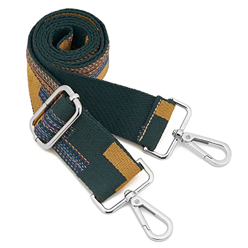 Image of Silvery Buckles Wide Shoulder Strap Adjustable Replacement Belt Crossbody Canvas Bag Handbag