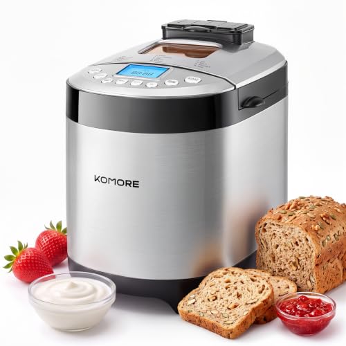 Image of KOMORE Bread Maker Machine, 2LB Auto Nut Dispenser 14-in-1 with Gluten Free
