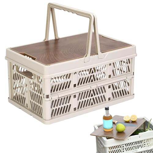 Caisse de rangement pliable et empilable avec couvercle pour voiture - 8