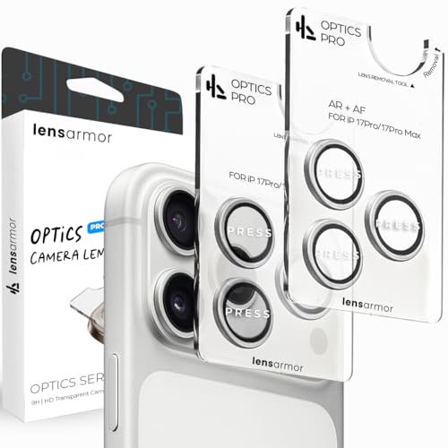 Image of Lensarmor Compatible with iPhone 17 Pro / 17 Pro Max Camera Lens Protector Silver (2-Pack) - 9H Tempered Glass, Military-Grade Anti-Scratch, Case-Friendly, Easy Alignment Frame