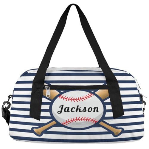 Personalized Kids Duffel Bag Sport Baseball,Customize Sport Gym Bag for Boys Girls,Weekender Overnight Tote Bag Carry On Duffel Bag,Custom Kids Gift,Blue