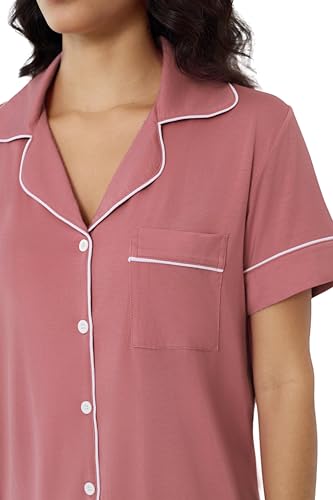 Image of Cherrydew Women Bamboo Viscose Super Soft Comfy Summer Cooling Short Sleeve Button Down Pajama Shorts Set S-XXL