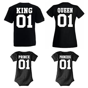 T-Shirt Rompertjes Baby Mannen Vrouwen KING QUEEN PRINCE PRINCESS