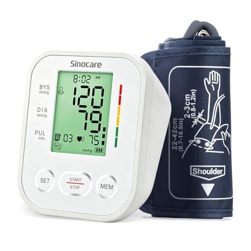 Sinocare Tensiómetro Brazo Auto 22-42cm Arritmia 4 Colores 2x99 Blanco