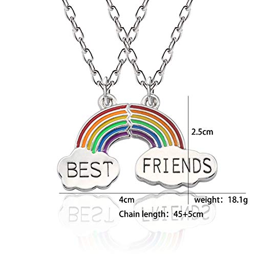ShiQiao Spl Best Friend Friendship Gifts for Girls Birthday Gifts for Women Bestie Christmas Gifts for BFF Necklace for 2 Girls Rainbow Necklace2