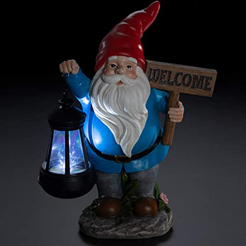 Vp Home Welcome Gnome With Lantern Solar Powered Led Outdoor Decor Garden Light (Red Hat) Welcome Gnome Statues Outdoor Gnome Decor Funny Figurine Decor For Outside Patio, Yard, Lawn #TOP7
