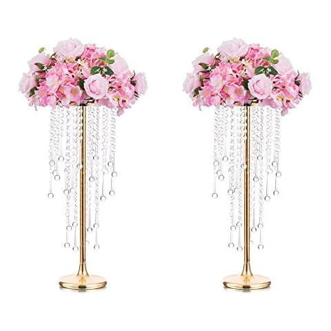 Jarrones Altos Centros de Mesa Boda con Candelabro Cristal - 2 Piezas Cover