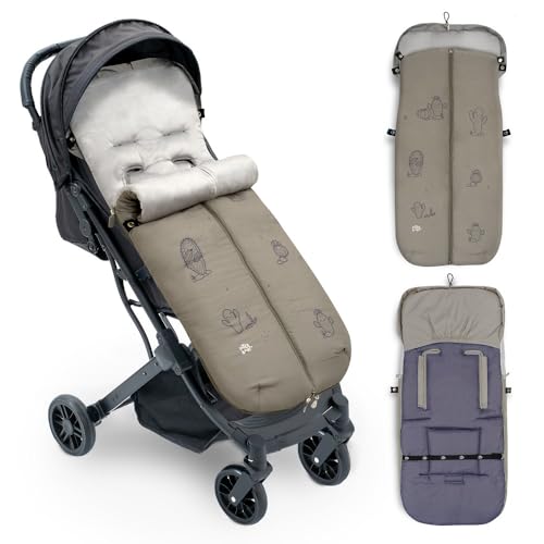 Interbaby Saco Silla Paseo Universal Saco Bebe Invierno Suave, Cálido, Afelpado | Saco Carro Bebe Invierno Desmontable, Doble Apertura, Lavado Fácil, Materiales Antialérgicos, Cactus Verde