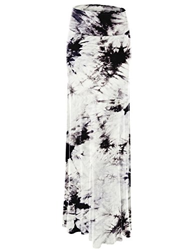Made By Johnny Women's Casual Tie Dye Fold Over Maxi Skirt