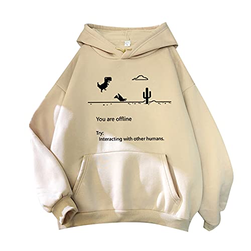 FKoexedsny Sudadera de manga larga Hip Hop Trend Wear Sudadera con capucha para pareja, suéter barato para mujer, sudaderas con capucha, beige, S