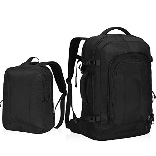 Travel Max 38L Carry On Backpack with 10L Detachable Backpack, Business Laptop Backpack Weekender Backpack Fits 17 Inch Laptop, Black Travel Max 38L Carry On Backpack with 10L Detachable Backpack, Business Laptop Backpack Weekender Backpack Fits 17 Inch Laptop, Black