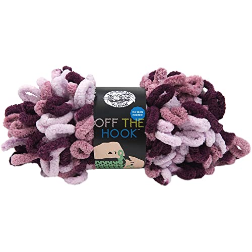 Image of (1 Skein) Lion Brand Yarn Off the Hook Bulky No Needle Yarn, Grape Soda