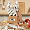 Kuisine Kitchen Knife Set,High Carbon Stainless Steel Ultra Sharp Blade Ergonomic Handle,Knife Block Set with Built-in Sharpener,Elegant Gift for Holiday(Irovy-Acacia,15PCS)